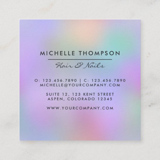 Faux Holographic Boho Vierkante Visitekaartje (Achterkant)