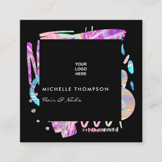 Faux Holographic Boho Vierkante Visitekaartje (Voorkant)