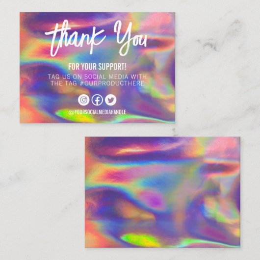 Faux Holographic Calligraphy Colorful Media Insert Visitekaartje (Voorkant / Achterkant)