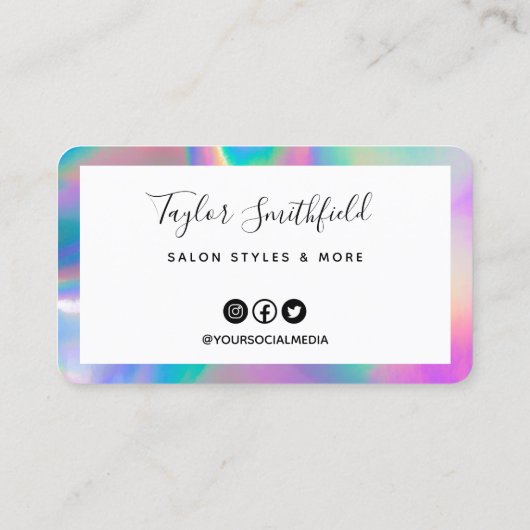 Faux Holographic Calligraphy Loyalty Kaart Visitekaartje (Achterkant)