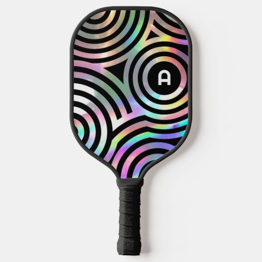 faux holographic cirkels monogram pickleball padd pickleball paddle (Achterkant)