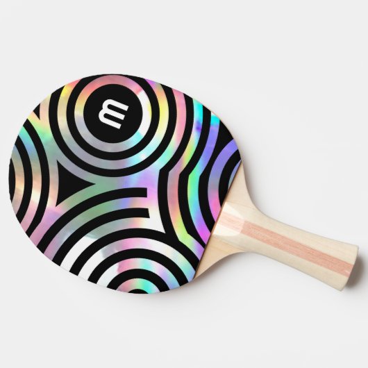 faux holographic cirkels monogram ping pong paddle tafeltennisbatje (Zijkant)