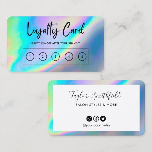 Faux Holographic Custom Loyalty Kaart Visitekaartje (Voorkant / Achterkant)
