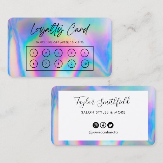 Faux Holographic Custom Loyalty Kaart Visitekaartje (Voorkant / Achterkant)