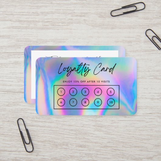 Faux Holographic Custom Loyalty Kaart Visitekaartje (Voorkant / Achterkant in situ)