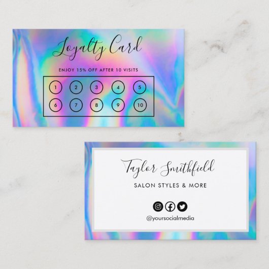 Faux Holographic Custom Loyalty Kaart Visitekaartje (Voorkant / Achterkant)