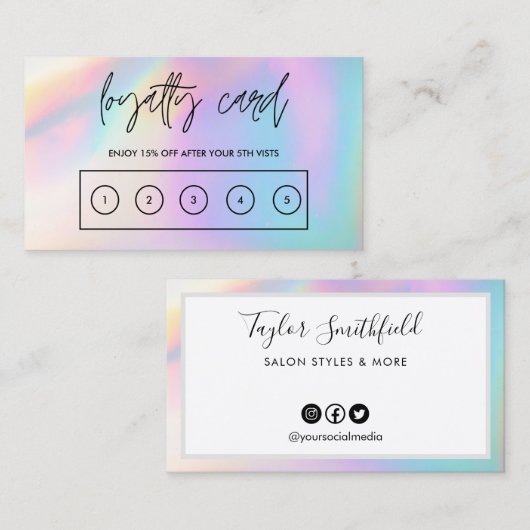 Faux Holographic Custom Loyalty Kaart Visitekaartje (Voorkant / Achterkant)