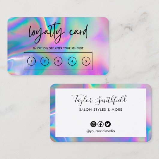Faux Holographic Custom Loyalty Kaart Visitekaartje (Voorkant / Achterkant)