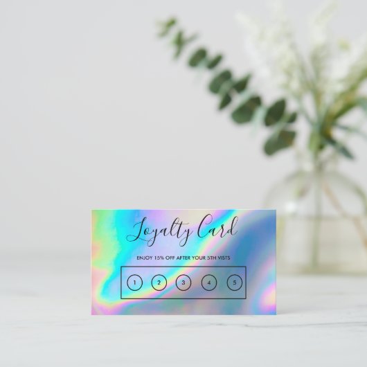Faux Holographic Custom Loyalty Kaart Visitekaartje (Staand voorkant)