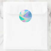 Faux Holographic Custom Trendy Classic Round Stick Ronde Sticker (Tas)