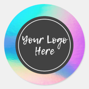 Faux Holographic Custom Trendy Classic Round Stick Ronde Sticker