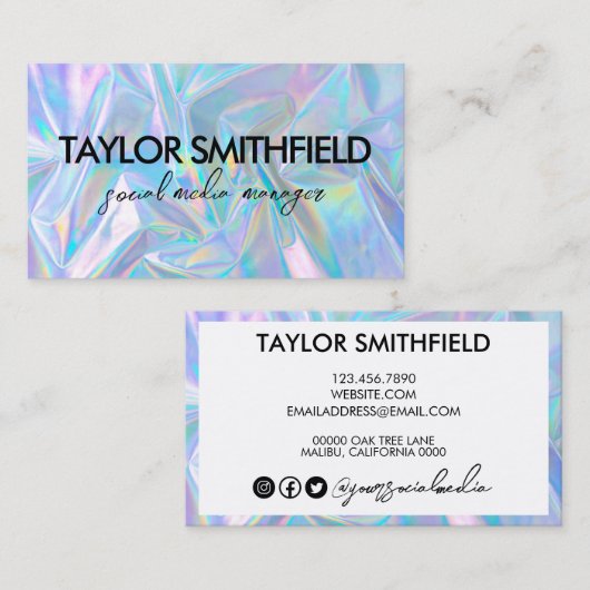 Faux Holographic Custom Visitekaartje (Voorkant / Achterkant)