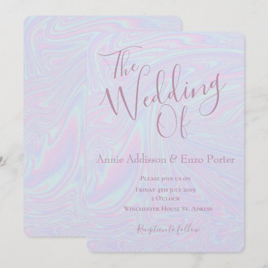 Faux holographic effect textuur blauw kaart (Voorkant / Achterkant)