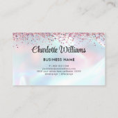 Faux Holographic Elegant Glitter Borders Trendy Visitekaartje (Achterkant)
