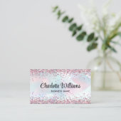 Faux Holographic Elegant Glitter Borders Trendy Visitekaartje (Staand voorkant)