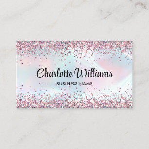 Faux Holographic Elegant Glitter Borders Trendy Visitekaartje