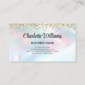 Faux Holographic Elegant Glitter Borders Trendy Visitekaartje (Achterkant)