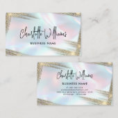 Faux Holographic Elegant Pastel Opal Gold Visitekaartje (Voorkant / Achterkant)