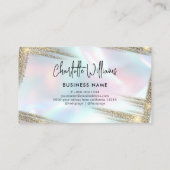 Faux Holographic Elegant Pastel Opal Gold Visitekaartje (Achterkant)