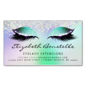 Faux Holographic Glitter Eyes Green Paars Magnetisch Visitekaartje (Voorkant)