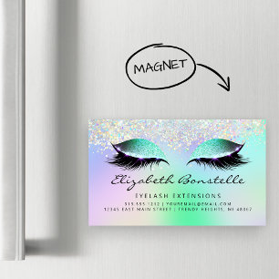 Faux Holographic Glitter Eyes Green Paars Magnetisch Visitekaartje
