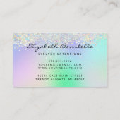 Faux Holographic Glitter Eyes Green Paars Visitekaartje (Achterkant)