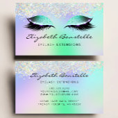 Faux Holographic Glitter Eyes Green Paars Visitekaartje
