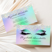 Faux Holographic Glitter Eyes Green Paars Visitekaartje