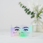 Faux Holographic Glitter Eyes Microblading Visitekaartje (Staand voorkant)