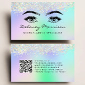 Faux Holographic Glitter Eyes QR Code Microblading Visitekaartje