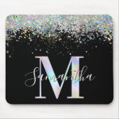 Faux Holographic Glitter Iridescent Monogram M Muismat (Voorkant)