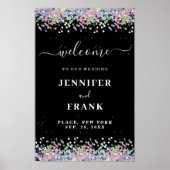 Faux Holographic Glitter Modern Zwart Welkom Poster (Voorkant)