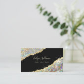 Faux Holographic Glitter Visitekaartje (Staand voorkant)