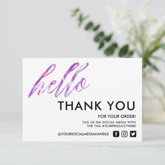 Faux Holographic Hallo Dank u wel Media Insert (Staand voorkant)