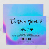 Faux Holographic Hartelijk dank Kaart (Voorkant / Achterkant)