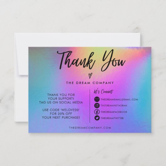 Faux Holographic Hartelijk dank voor sociale media (Voorkant)