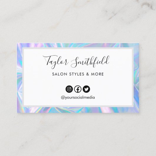 Faux Holographic Hearts Custom Loyalty Kaart Visitekaartje (Achterkant)