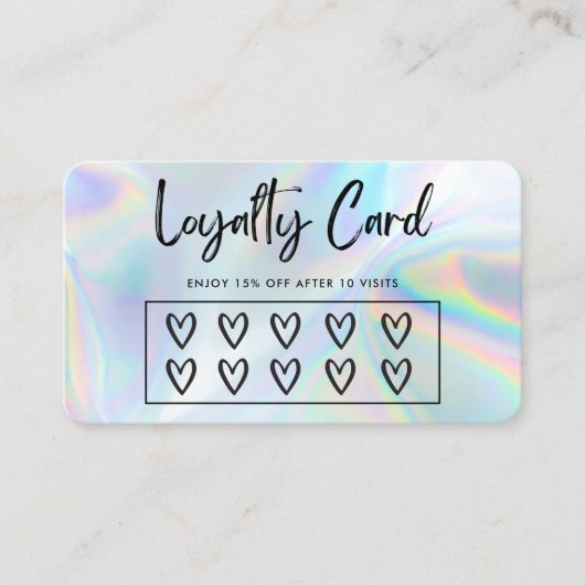 Faux Holographic Hearts Custom Loyalty Kaart Visitekaartje (Voorkant)