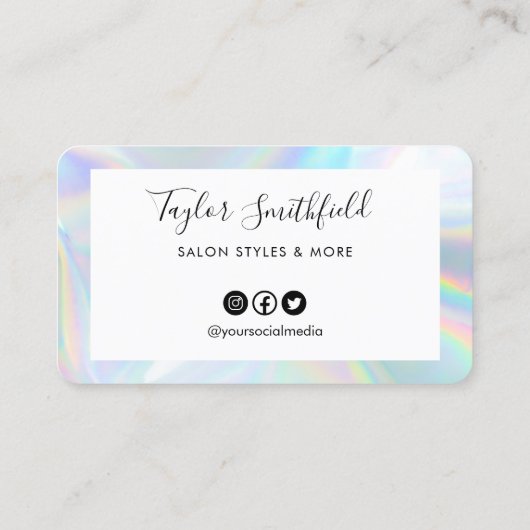 Faux Holographic Hearts Custom Loyalty Kaart Visitekaartje (Achterkant)