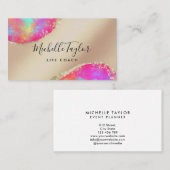 faux holographic iridescent opal stone elegant bus visitekaartje (Voorkant / Achterkant)