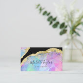 faux holographic iridescent opal stone elegant bus visitekaartje (Staand voorkant)