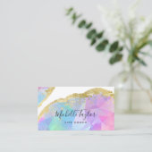 faux holographic iridescent opal stone elegant bus visitekaartje (Staand voorkant)