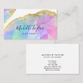 faux holographic iridescent opal stone elegant bus visitekaartje (Voorkant / Achterkant)