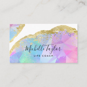 faux holographic iridescent opal stone elegant bus visitekaartje