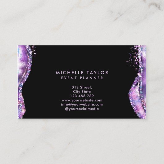 faux holographic iridescent opal stone elegant bus visitekaartje (Achterkant)