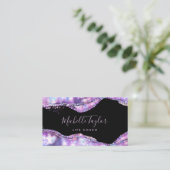 faux holographic iridescent opal stone elegant bus visitekaartje (Staand voorkant)