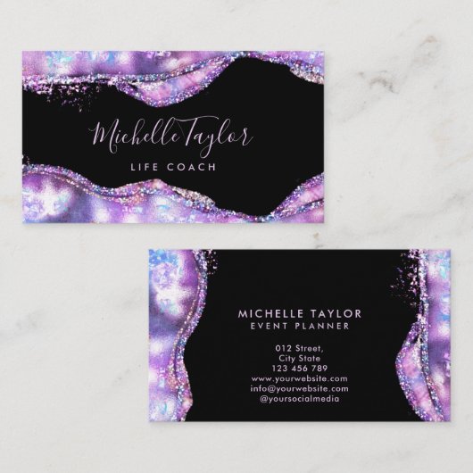 faux holographic iridescent opal stone elegant bus visitekaartje (Voorkant / Achterkant)