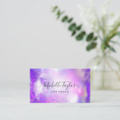 faux holographic iridescent opal stone elegant bus visitekaartje (Staand voorkant)