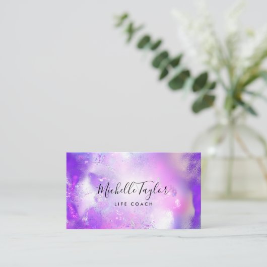 faux holographic iridescent opal stone elegant bus visitekaartje (Staand voorkant)