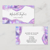 faux holographic iridescent opal stone elegant bus visitekaartje (Voorkant / Achterkant)